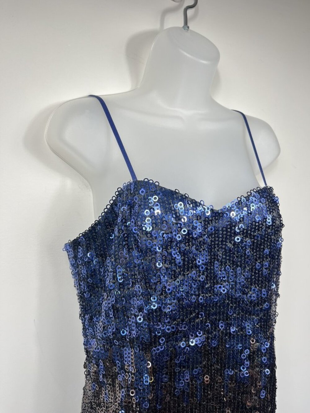 Vintage Jolene Dress Womens 10 Blue Sequin Ombre Sleeveless Mini Y2K Taylor - Picture 3 of 11